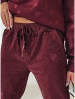 Dámske manšestrové nohavice VELVITO burgundy FashionStreet UY2287