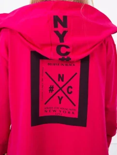 Pláštenka oversize s kapucňou fuchsiová