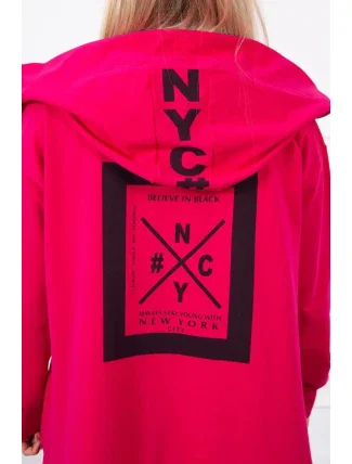 Pláštenka oversize s kapucňou fuchsiová