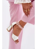 Lakierowane Sandały Damskie Na Słupku Vinceza 20266 Białe