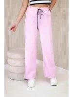 Nohavice Punto so širokými nohavicami svetlo ružové