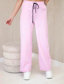 Nohavice Punto so širokými nohavicami svetlo ružové