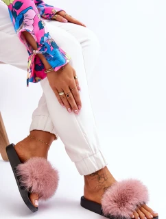 Damskie Gumowe Klapki Z Futerkiem Różowe Lucrece