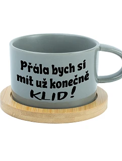 CHCEM KONEČNE MÁŤ KLID! - sivý hrnček s makrónkou 200 ml
