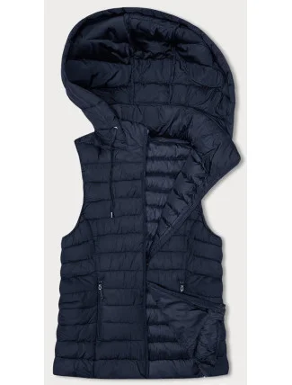 Tmavomodrá dámska prešívaná vesta s kapucňou (16M9150-215) Tmavomodrá dámska prešívaná vesta s kapucňou (16M9150-215)
