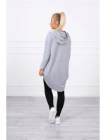 Mikina s kapucňou s dlhým chrbtom šedá