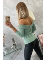 Blúzka s výstrihom do V tmavo mätová