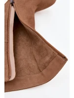 Prírodné nubukové čižmy na podpätku so stláčaním Zazoo 4216 beige Prírodné nubukové čižmy na podpätku so stláčaním Zazoo 4216 beige