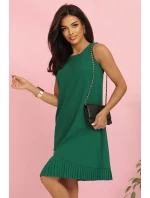 308-4 KARINE elegantné trapézové šaty s asymetrickými pásmi - ZELENÉ 308-4 KARINE elegantné trapézové šaty s asymetrickými pásmi - ZELENÉ