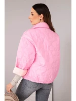 Dámska jarná prešívaná bunda s kvetinovým vzorom candy pink Dámska jarná prešívaná bunda s kvetinovým vzorom candy pink