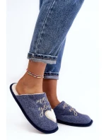 Damskie Klasyczne Kapcie Wsuwane Ocieplane Niebieskie Mabira