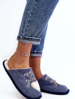 Damskie Klasyczne Kapcie Wsuwane Ocieplane Niebieskie Mabira