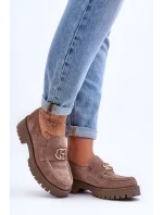 Damskie Półbuty Zamszowe Z Ozdobą Ciemnobeżowe Rosefalls