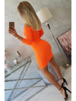 Priliehavé šaty - rebrované oranžové