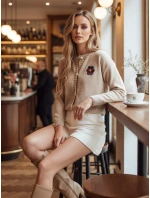 Dámsky vyšívaný sveter AMELIE beige FashionStreet MY2469 Dámsky vyšívaný sveter AMELIE beige FashionStreet MY2469