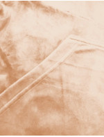 Dámska velúrová súprava v nahej farbe s kapucňou na zips (8C1176-160)