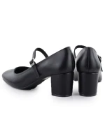 Čierne lodičky Sergio Leone na nízkom podpätku s remienkom PB176