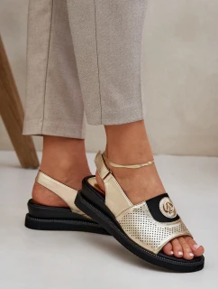 Sandały Damskie Na Koturnie Złote Isnnoria