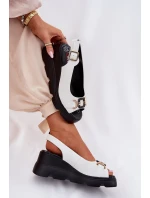 Skórzane Sandały Damskie Na Koturnie I Platformie Z Ozdobą Artiker 56C1588 Białe