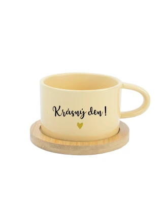 KRÁSNÝ DEN! - žlutý hrníček makronka 200 ml