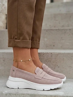 Dámske semišové mokasíny 79626 beige - Vinceza