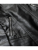 Čierna bunda ramoneska z imitácie kože (B17)