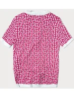 Dámska pletená blúzka vo fuchsiovej farbe s krátkymi rukávmi (009)