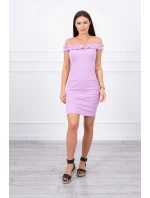 Španielske šaty s volánmi fialovej