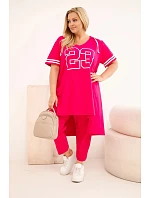 Dámsky bavlnený set s kapucňou a nohavicami v nadmernej veľkosti Fuchsia Dámsky bavlnený set s kapucňou a nohavicami v nadmernej veľkosti Fuchsia