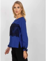 Dámska blúzka LK-BZ-506877.15x Kráľovská modrá s čiernou - FPrice Dámska blúzka LK-BZ-506877.15x Kráľovská modrá s čiernou - FPrice