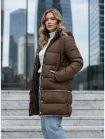 FashionStreet dámska zimná dlhá hnedá bunda TY5475