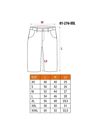 Šortky PREMIUM, 62 % bavlna, 35 % polyester, 3 % elastan, veľkosť XXL