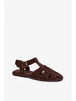 Dámske prírodné semišové sandále Big Star TT274249 Chocolate