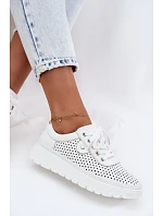 Kožené Ažurové Dámské Polobotky Vinceza 79629 Bílé