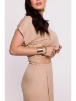 B289 Viskózové nohavice s elastickým pásom - cappuccino B289 Viskózové nohavice s elastickým pásom - cappuccino