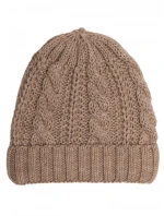 M897 Pletená káblová čiapka - béžová