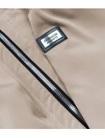 Tmavo béžová dámska bunda s kapucňou (B8100-12) Tmavo béžová dámska bunda s kapucňou (B8100-12)