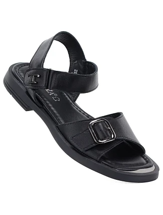 Dámske čierne kožené sandále Vinceza 26-62303