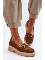 Zazoo 3429 Zamszowe Mokasyny Damskie Z Ozdobą Brązowe Zazoo 3429 Zamszowe Mokasyny Damskie Z Ozdobą Brązowe