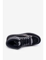Zamszowe Sneakersy Męskie Big Star OO174303 Hi-Poly System Czarno-Szare