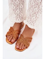 Dámské ploché oranžové pantofle Fariella