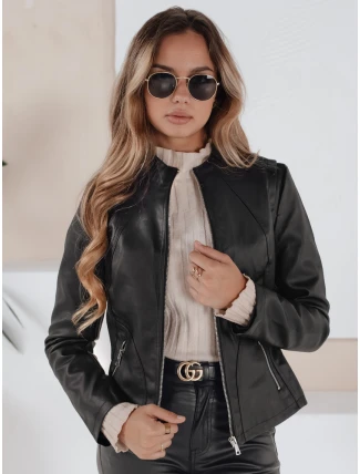 Dámska kožená bunda čierna FashionStreet TY5201 Dámska kožená bunda čierna FashionStreet TY5201