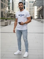 Pánske biele tričko s potlačou FashionStreet NX5017R