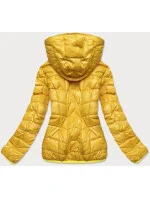 Žltá krátka obojstranná dámska bunda na prechodné obdobie (M832A) Žltá krátka obojstranná dámska bunda na prechodné obdobie (M832A)