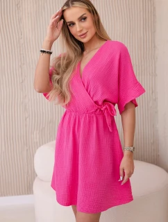 Mušelínové šaty s ružovým pásom