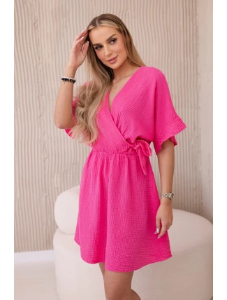 Mušelínové šaty s ružovým pásom