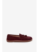 Kožené semišové barefoot mokasíny Zazoo 322 burgundy