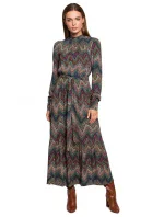 S291 Maxi šaty s aztéckou potlačou - model 2