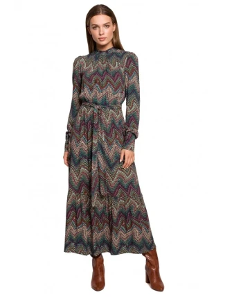 S291 Maxi šaty s aztéckou potlačou - model 2