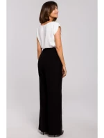 S206 Top bez rukávov s čipkovým výstrihom - ecru farba